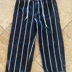 BDG (Urban Outfitters) High Rise Wide Leg Crop Striped Jeans Size 27