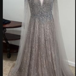 silver wedding dress size Large 