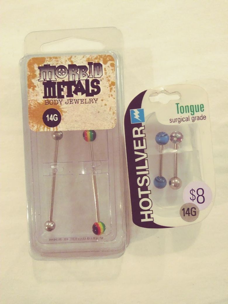 14 Gage; Tongue & Body Jewelry. Hotsilver & Morbid Metals brand.