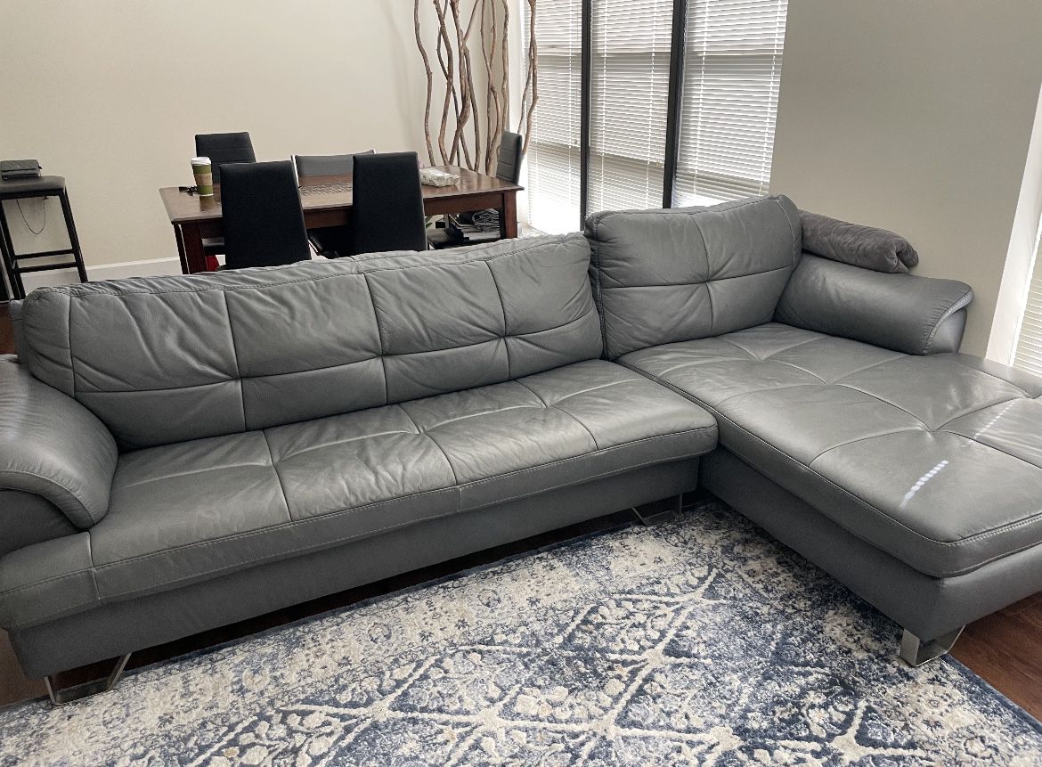 $400 Gray Leather Couch (Was $600)