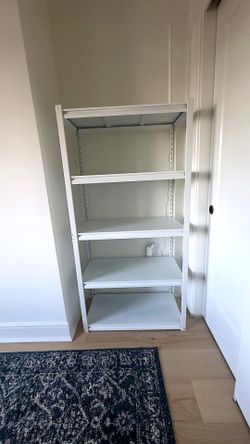 Pair of Wayfair Tall 5-Tier Open Shelving Units (White & Wood finish)