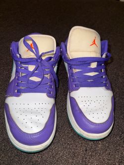 Air Jordan 1 Low Purple White Sneakers(9.5)