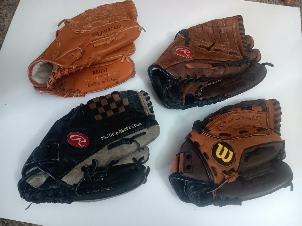 Wilson & Rawlings Leather Baseball Gloves $10 Each