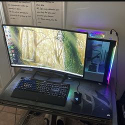 Gaming Computer Setup. Monitor Minor Scratch.