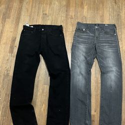 True Religion jeans and Levi’s 501s
