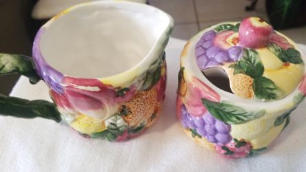 Vintage Fruit Sugar n Creamer Dish