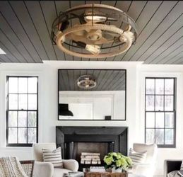 Fan Blade 14.96 in. 19.7 in. Indoor Black Bohemian Hemp Rope Ceiling Fan Light, Bulb Not Included, with Remote Control
