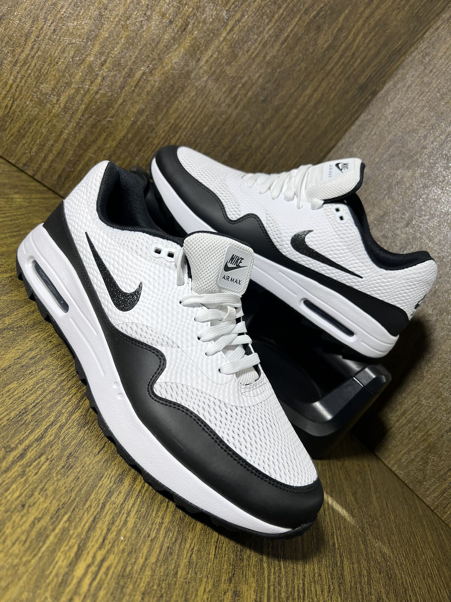 NIKE / Air Max 1 GOLF / PANDA shoes kicks / Men's 12 / Brand New w/o Box! / White & Black 