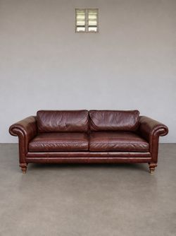 Retail $25k Ralph Lauren Leather Vintage Sofa Couch Loveseat