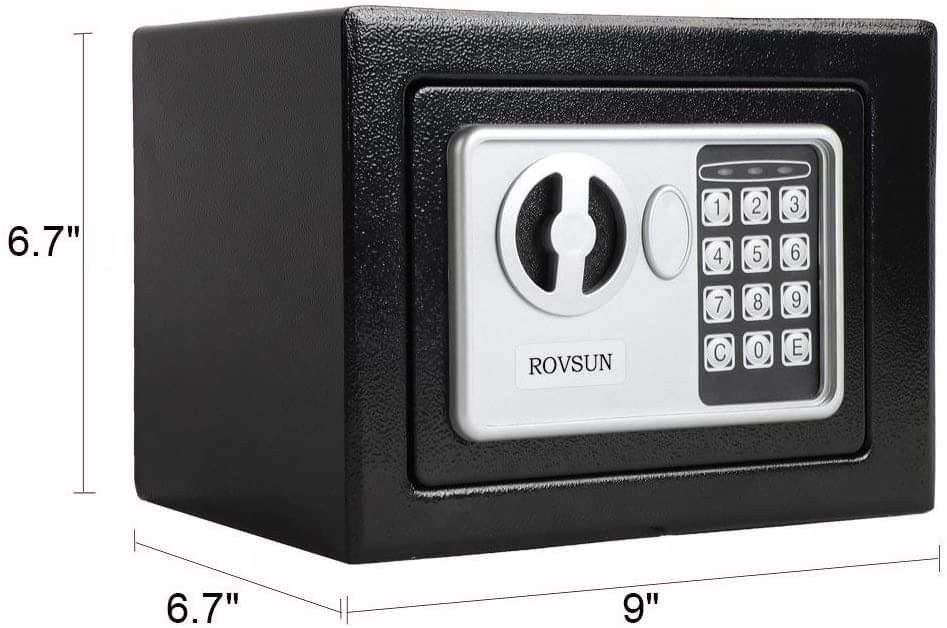 ROVSUN 0.17 Cubic foot Electronic Security Safe Box, Mini Portable Digital Cabinet with Keypad Lock & Solid Steel