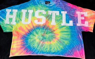 HUSTLE Tide Dye Print Crop Tee Size L