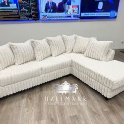 Cream Fluffy Sectional Couches