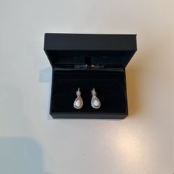 Lab Created White Opal Sterling Silver Earring And Necklace Set