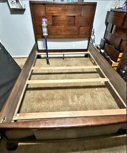 Queen Bed Frame, Base & Box Spring  Only (NO mattress, NO dresser)