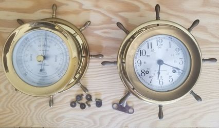 SETH THOMAS Nautical Ships Wheel Brass Clock

