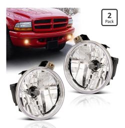Fog Lights Assembly for 2001 2002 2003 Dodge Durango Replacement Fog Lamps Kit for 2001 2002 2003 2004 Dodge Dakota with 881 12V 27W Halogen Bulb Clea