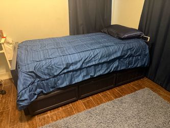 Twin Platform Bed Frame and trundle bed with matching dresser