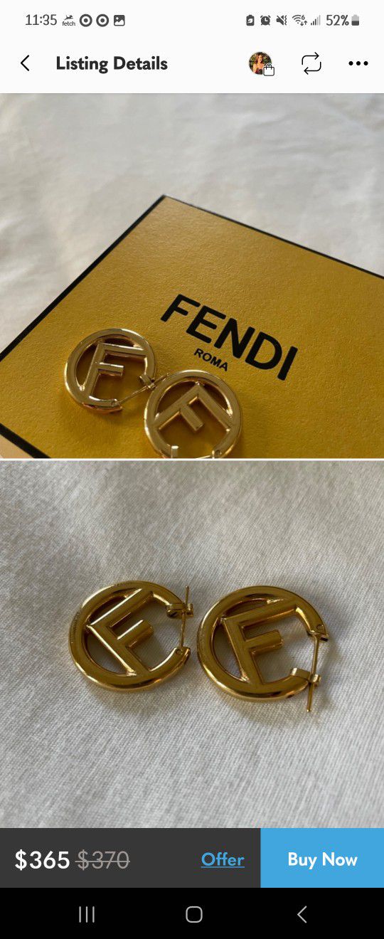 F For FENDI-GOLD METAL HOOP
