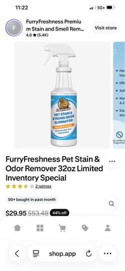 FurryFreshness Pet Stain & Odor Eliminator Spray