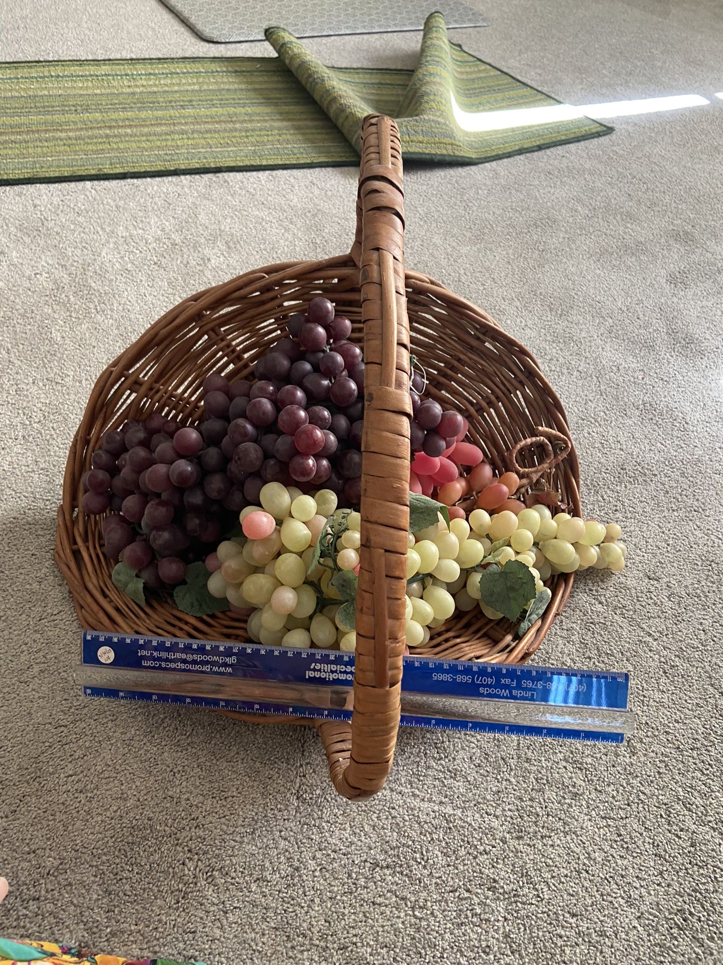 Plastic Grapes In Basket 