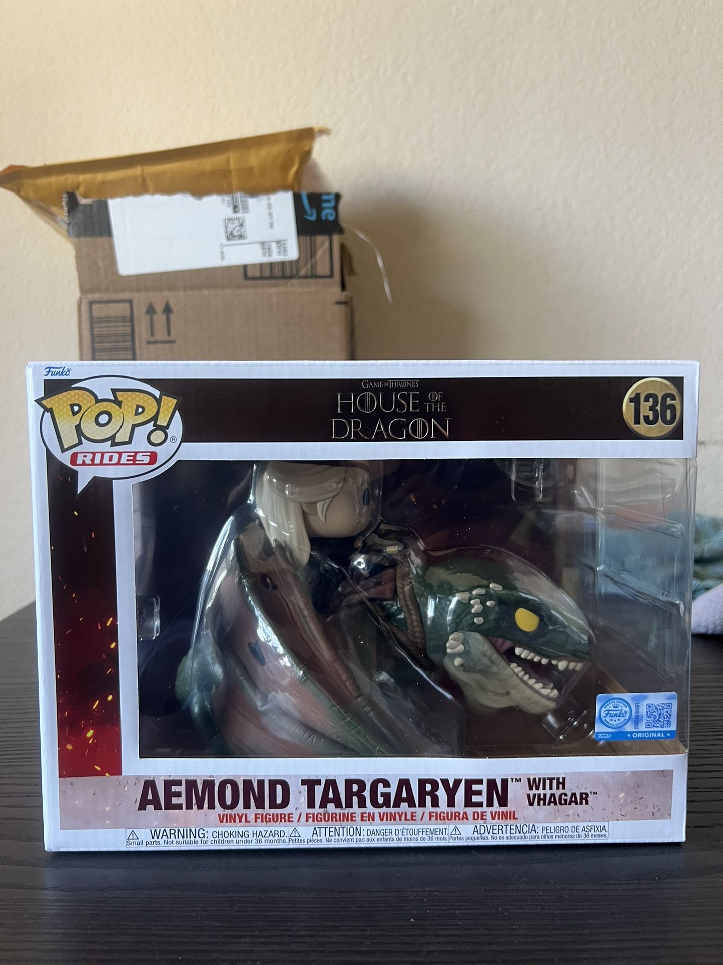 NEW IN HAND EXCLUSIVE Aemond Targaryen w/ Vhagar Funko Pop RIDE #136 Dragon GOT
