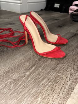 Pretty Little Thing Suede Red Lace Up Stilettos