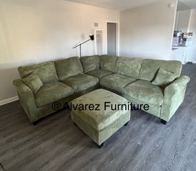 Corduroy Sectional Sofa With Ottoman 
