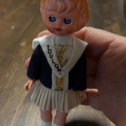 Vintage 1960s 1970s 5.5” Plastic Souvenir Doll Toulon France Poseable