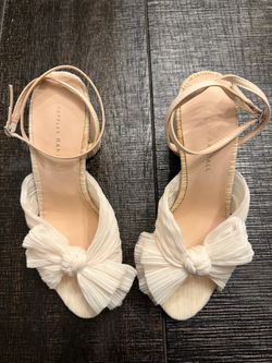 Loeffler Randall Camellia Pearl Pleated Bow Heels - Size 9