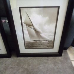 Large Heavy Wood Framed Prints Black Frame Excellent Condition 