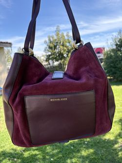 Leather and suede burgundy MK bag