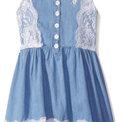 New U.S. Polo Assn. Girls' Denim and Lace Sundress size 3T