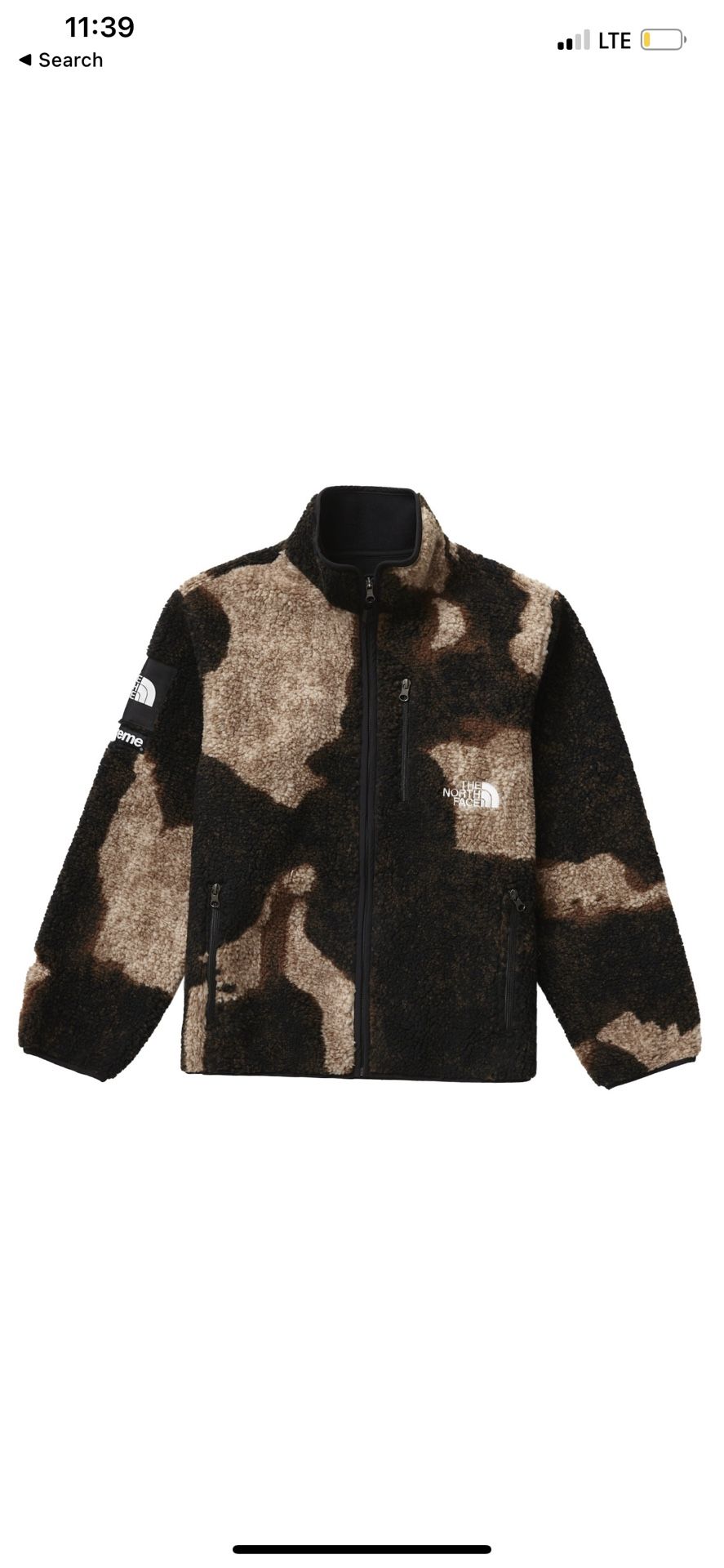 Supreme The North Face Bleached Denim Print Fleece Jacket 