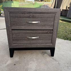 Rustic Gray 2-Drawer Nightstand