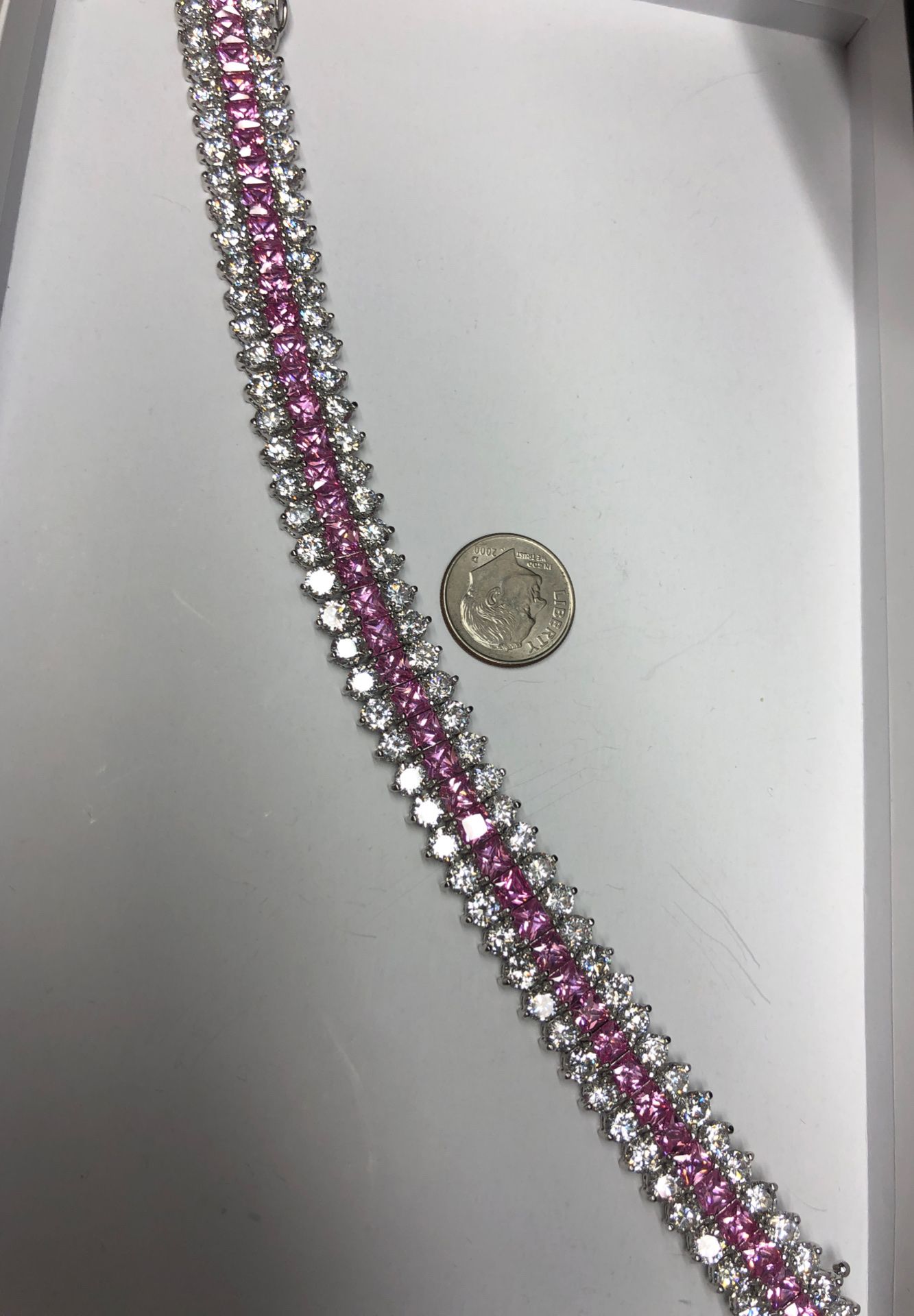 Sterling and pink and white CZ bracelet, gorgeous