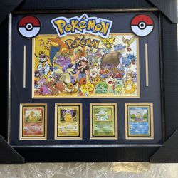 Pokémon 1st Gen Starter Pokémon Cards Framed