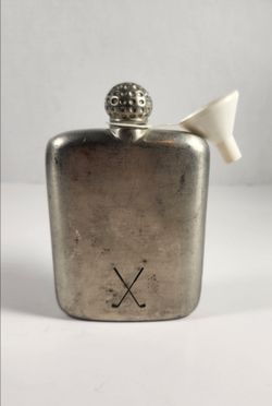 VINTAGE ROYAL SELANGOR PEWTER HIP FLASK GOLF CLUBS