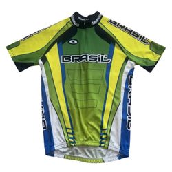 ADENOSINA BRASIL CYCLING JERSEY MEN XS BRAZIL BIKE SHIRT FULL ZIP GREEN BLUE