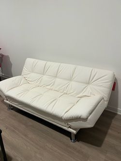 New (With Tag) White Leather Couch