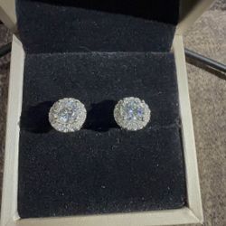 Moissanite Diamond Round Pave Earrings 6.5mm