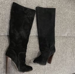 Collin Stuart black long black boots High Heels  suede 