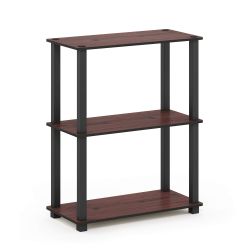 Furinno Turn-S-Tube 4 Tier Compact Multipurpose Shelf Display Rack With Square Tube, Dark Cherry/Black Dark Cherry/Black 3-Tier Square Tube Display Ra