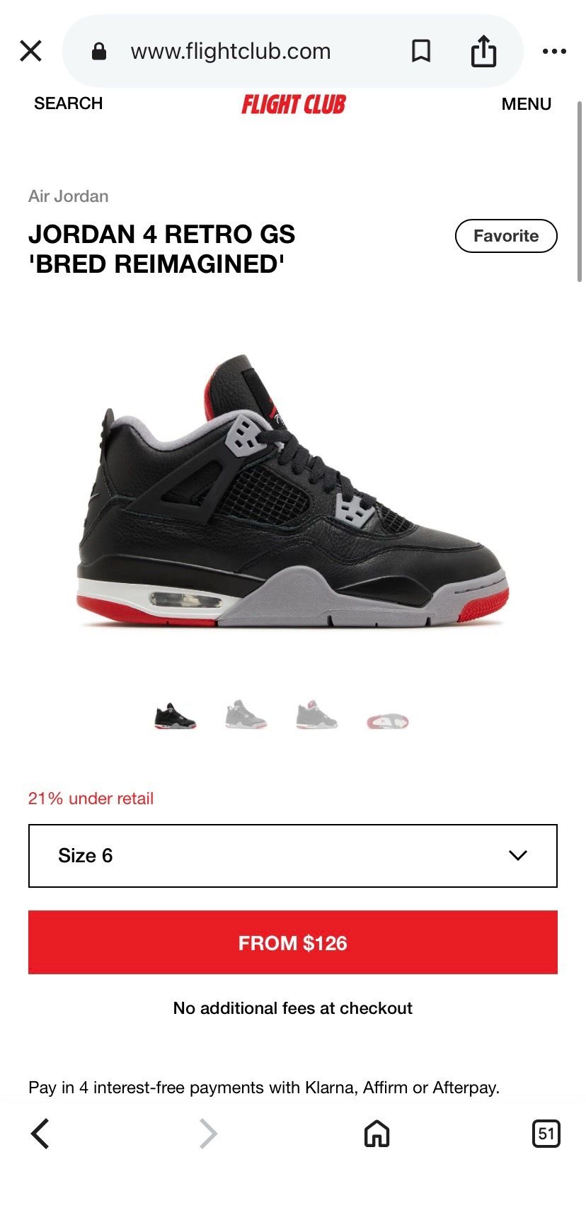 Jordan 4. Size 6y boy
