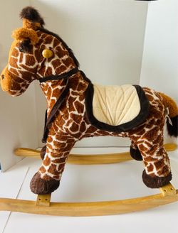 Animal Adventure Comfy Plush Classic Giraffe Rocking Horse Rocker Wood Base