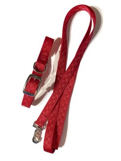 Checkered Red Dog Collar And Leash Set 