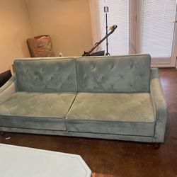 Light Green Velvet Couch Futon