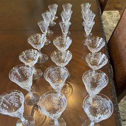 Vintage Tiffin Franciscan June Night Etched  Crystal 