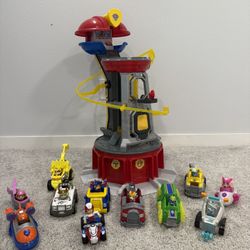 Paw Patrol Tower & All Paw Patrol Dogs With Vehicles 