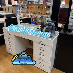 White Led Vanity With Mirror Lights Desk Bonito 