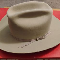 JOHN B. STETSON Orig Box 4X Beaver Cowboy Hat Size 7 3/4  silver belly